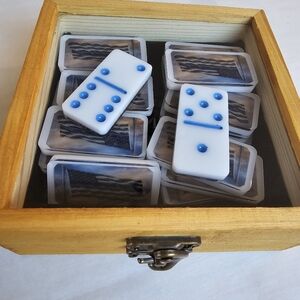 Hand Crafted Domino Set - American Flag With Blue Stripe